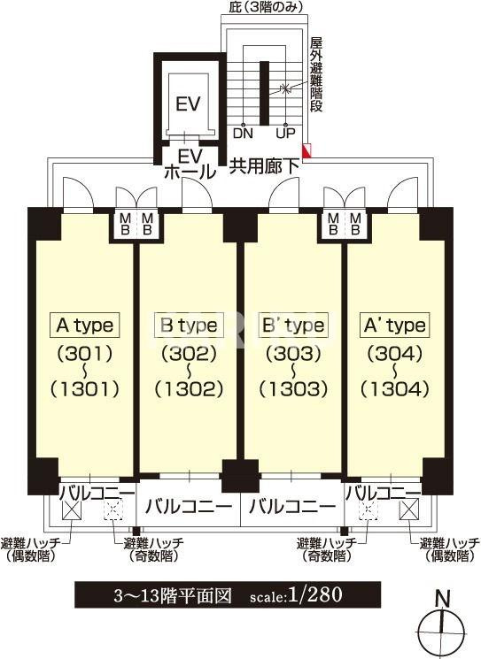 レオンコンフォート京橋EASTの区画図