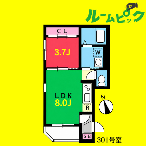 ハーモニーテラス尾頭橋　名古屋市賃貸　仲介手数料無料の間取り