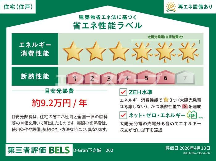 D-Gran下之城の省エネ性能ラベル|高崎、前橋のお部屋探しはエンドスケープまで！お客様の理想お聞かせ下さい♪