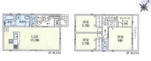 鶴ヶ島市中新田第6　新築戸建の間取り