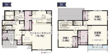 ワイウッドコート前橋市箱田町第9期　2号棟の間取り|収納充実♪南西向きの3LDKで陽当たり良好な間取りです！
土地面積187.86㎡、建物面積108.47㎡で十分な広さです！