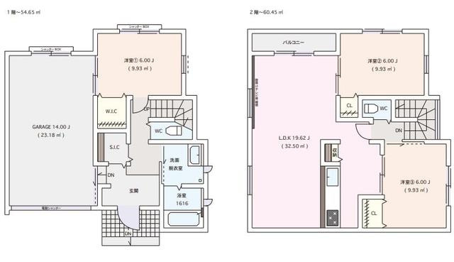 鶴ヶ島市鶴ヶ丘GarageHouse　新築戸建の間取り