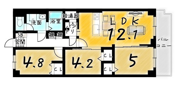 コープ野村京都南の間取り|各居室に収納はもちろん、パントリーや廊下収納など備付◎