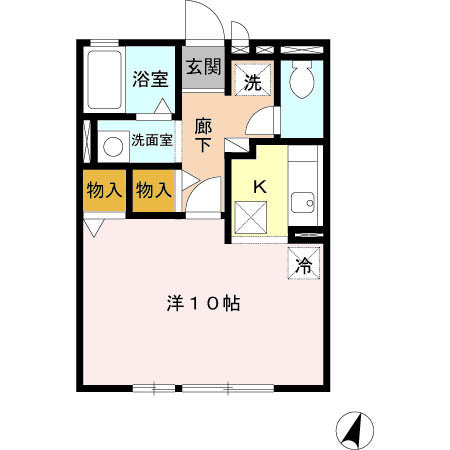 プランドール鈴木の間取り|1Rです