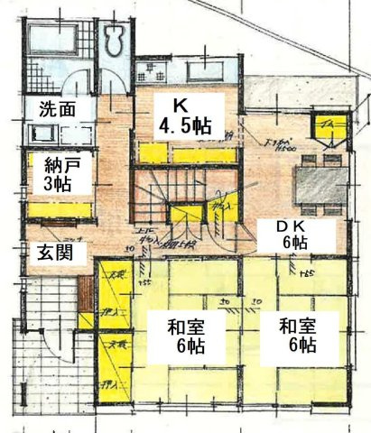 大きな家庭菜園・庭付き　黒磯戸建の間取り|2階部分　2階にも洗面台とトイレと納戸があります