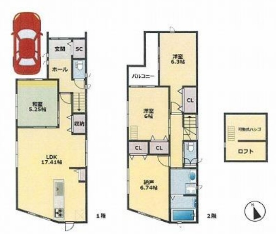 尼崎市浜　新築一戸建ての間取り