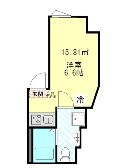 ムーンテラス多摩川の間取り|洋室6.6帖の1Rバストイレ別独立洗洗面台！