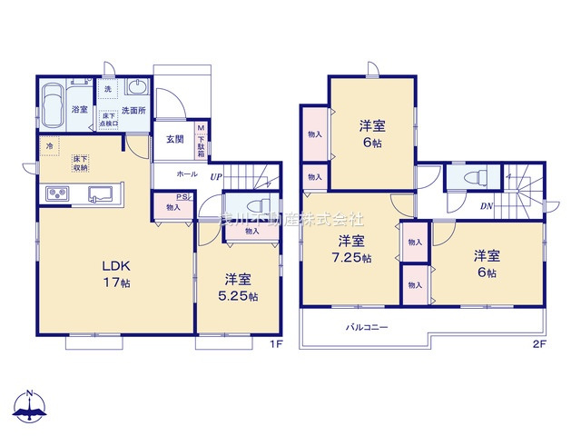 八王子市　富士見町　新築一戸建ての間取り|～南向き4LDK　陽当たり良好、洗濯物や布団をタップリ干せるワイドバルコニー～