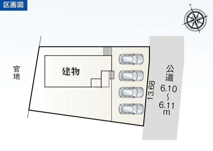 知多市南粕谷3丁目141番『仲介手数料無料』新築一戸建て・建売の区画図