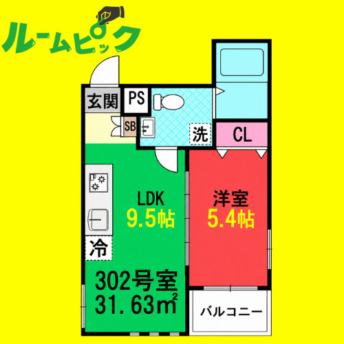 ブリリアントアパートメント伝馬　名古屋市賃貸　仲介手数料無料の間取り