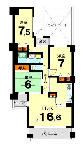 【間取り】 | サンシティ桂坂参番館 | 専有面積81.28㎡