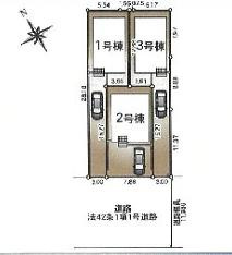 久喜市吉羽第9　新築一戸建て　01　クレイドルガーデンの区画図|全3棟