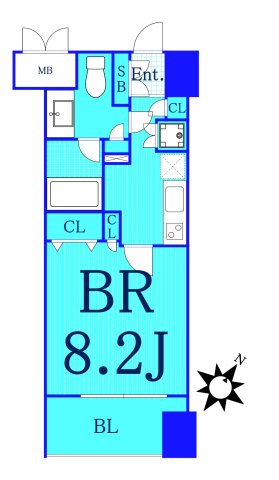 グリフォーネ横浜中央の間取り|1Kタイプの使いやすい間取りです。