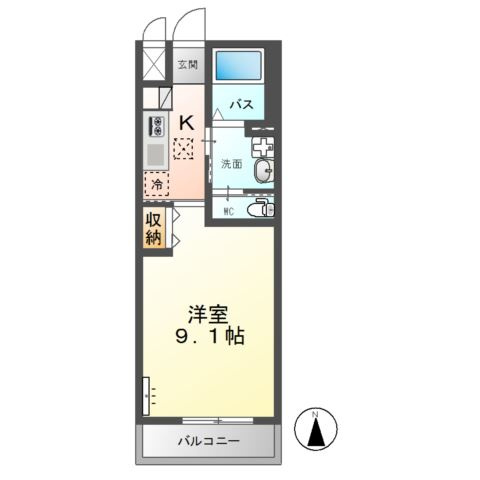 エンプレスⅤの間取り|1Kです
