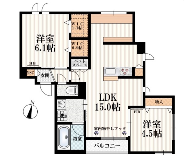 セレスティアル小竹町の居間・リビング