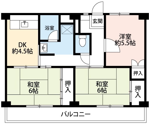 【間取り】 | ビレッジハウス幸田6号棟