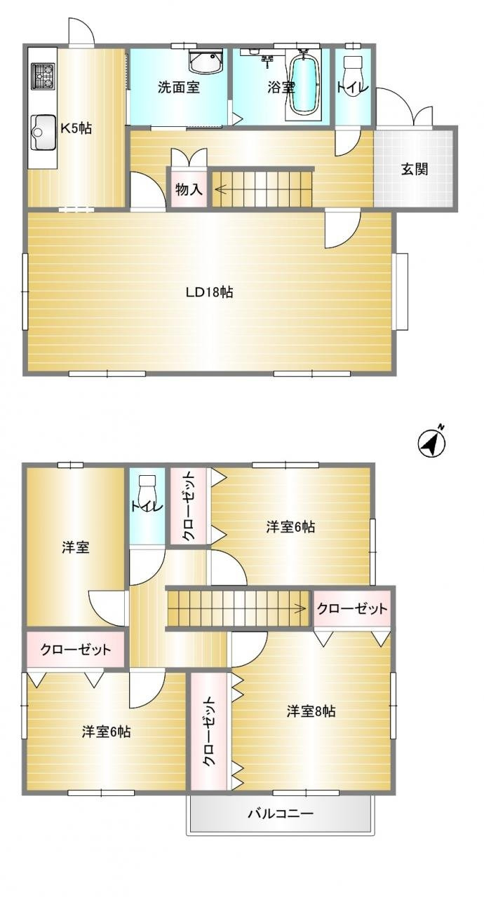 宇部市文京台１丁目　戸建ての間取り|家事同線の良い4LDKです。