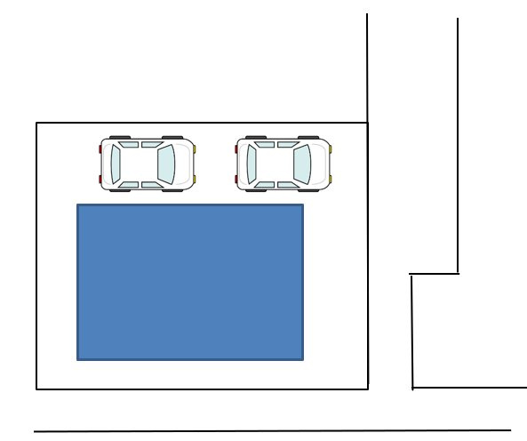 宇部市文京台１丁目　戸建ての区画図|駐車スペースは縦列2台分です。コンパクトカーや軽自動車であれば3台駐車可能です。