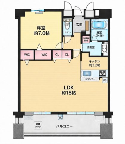 ディークラウディア三国ヶ丘　中古マンションの間取り