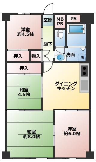 【間取り】 | 新北島コーポ3号棟
