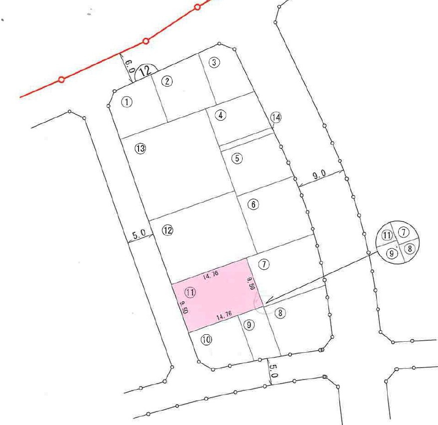 高知市中須賀町　建築条件付　売土地の区画図|土地面積　140.30㎡　（約42.44坪）