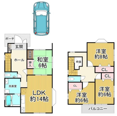 長尾台1丁目の間取り|収納充実。全室に収納がついております
