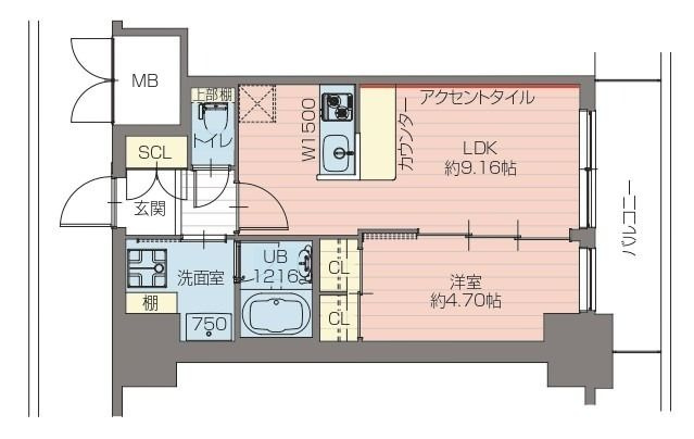 プレジオ恵美須2-8Fの間取り