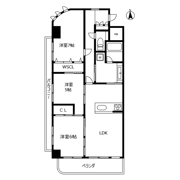 籠屋町アビタシオンⅡの間取り