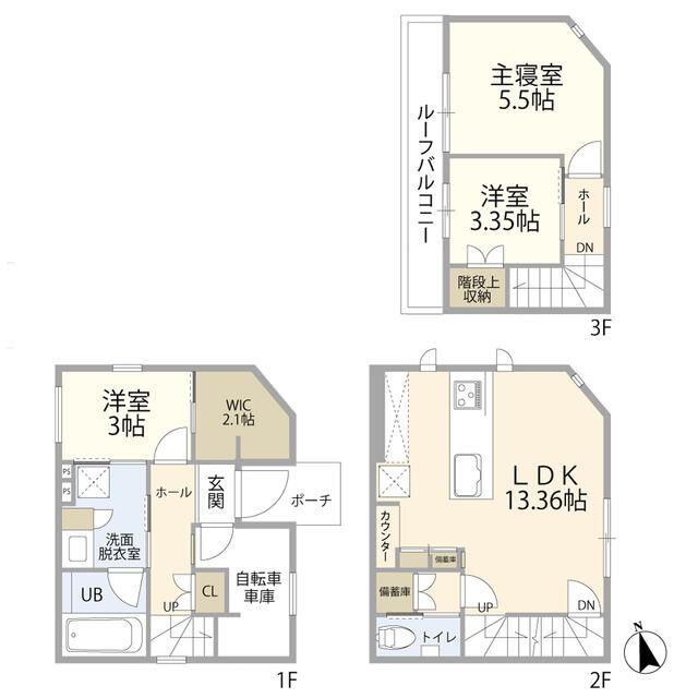 元代々木町戸建の間取り