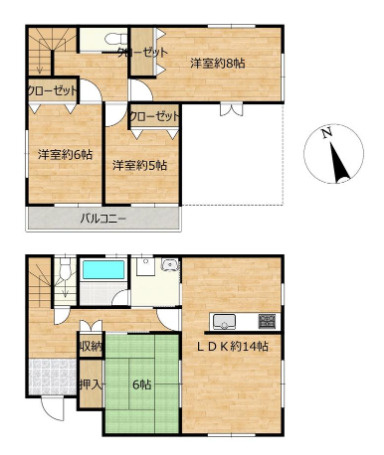 石岡市東田中　中古戸建の間取り
