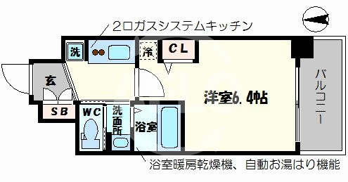 エステムコート難波Vブロードの間取り|エステムコート難波Ⅴブロード　開放感ある間取