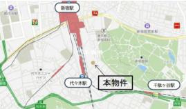渋谷区千駄ヶ谷５丁目の店舗事務所の地図