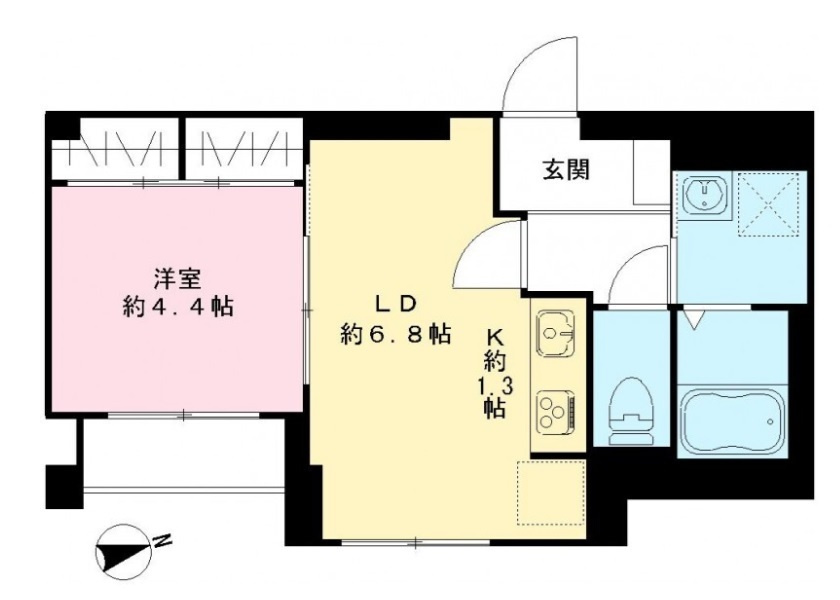 カーサ・マードレ　藤家の間取り|東向き角部屋の1LDK