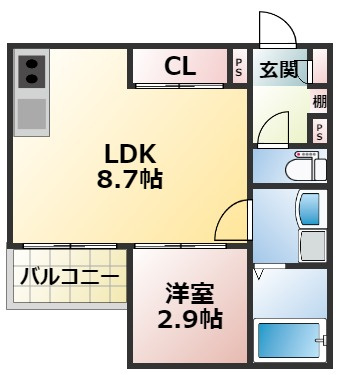 熊本市中央区新大江３丁目のアパートの間取り