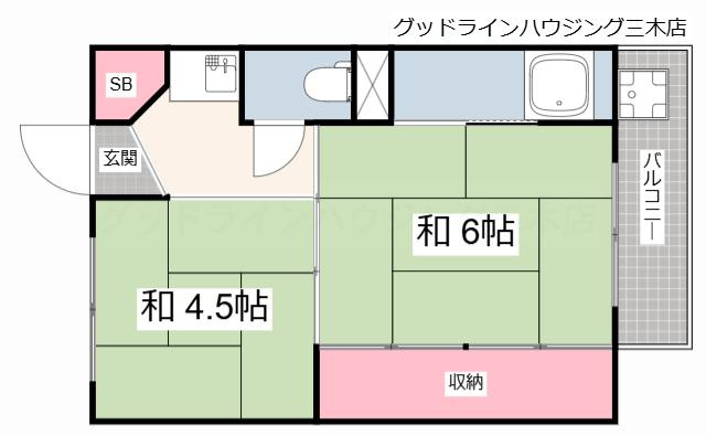 ビレッジハウス朝日ヶ丘2号棟の間取り