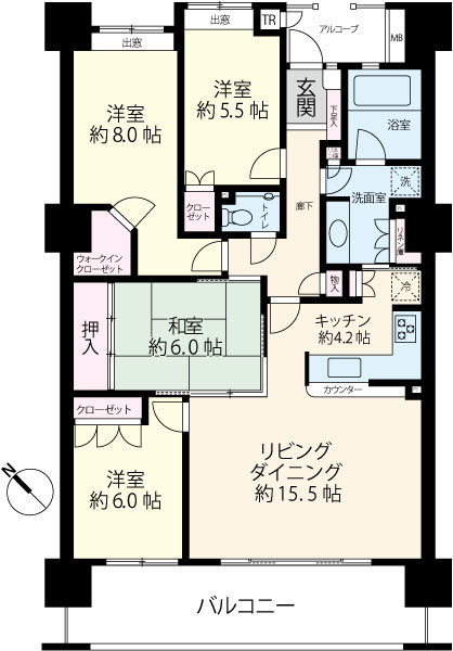102.46㎡、カウンターキッチンの使いやすい４LDKタイプ