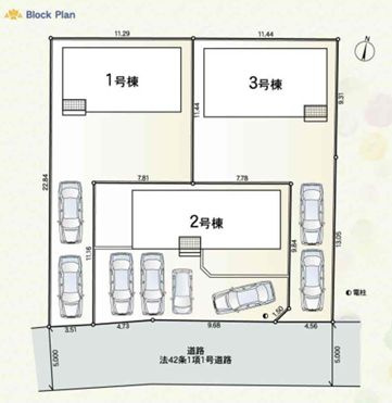 厚木市関口第19　新築一戸建て　1号棟の区画図|配置図