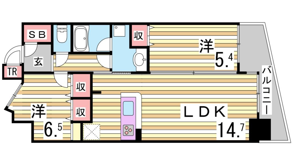 神戸市中央区北長狭通４丁目の賃貸マンションの間取り