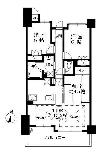 神戸市灘区記田町２丁目の賃貸マンションの間取り