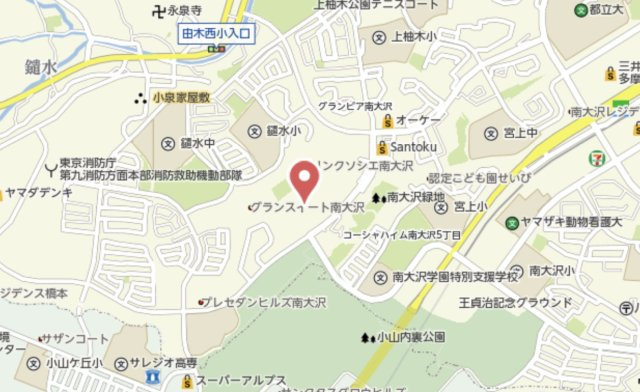 『八王子市マンション』パークフィーネ南大沢【仲介手数料無料】　八王子市鑓水2-83-4の地図|～仲介手数料無料☆八王子ひなた不動産～パークフィーネ南大沢