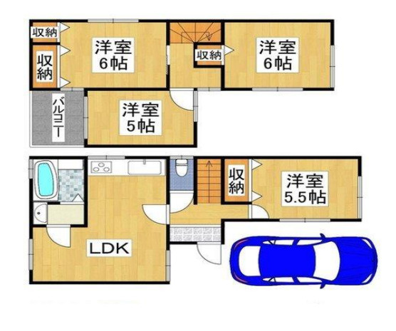 八尾市高砂町2丁目中古一戸建の間取り
