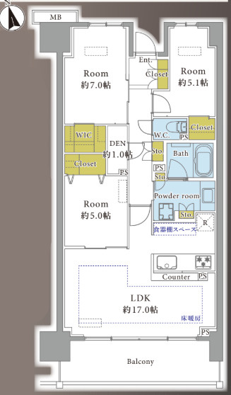 『八王子市マンション』マンション名【仲介手数料無料】　八王子市八日町3-1の間取り|～仲介手数料無料☆八王子ひなた不動産～パークホームズ八王子
