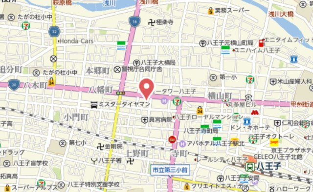 『八王子市マンション』マンション名【仲介手数料無料】　八王子市八日町3-1の地図|～仲介手数料無料☆八王子ひなた不動産～パークホームズ八王子