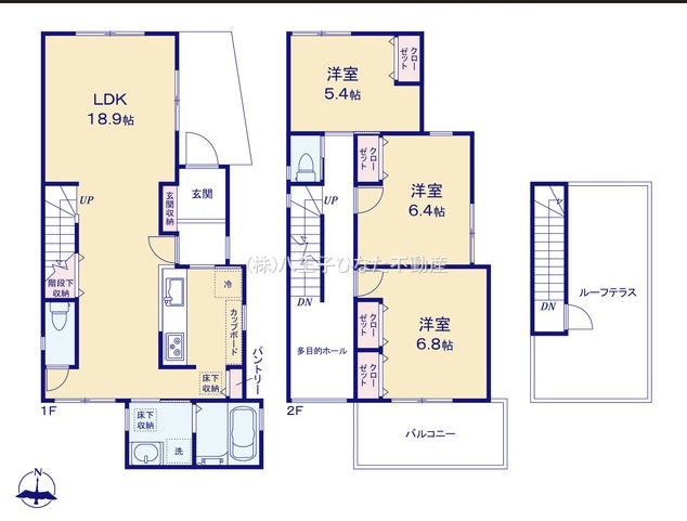 『八王子市新築戸建て』八王子市椚田町593-15【仲介手数料無料】の間取り|～仲介手数料無料☆八王子ひなた不動産～八王子市椚田町　新築戸建て