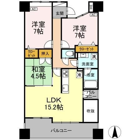 東峰マンション弥生が丘ステーションペサージュ　south棟の間取り|使い勝手の良い間取りです♪