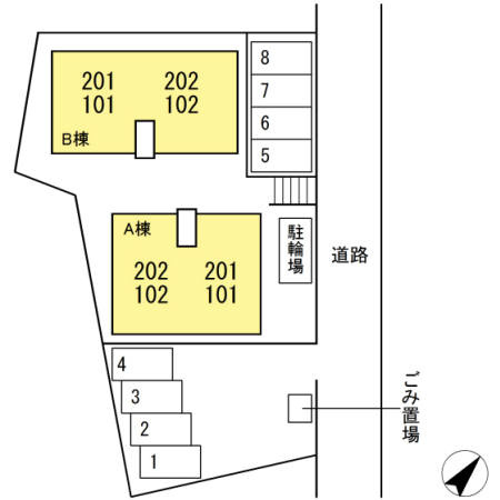 プレジールスミダ A棟の区画図