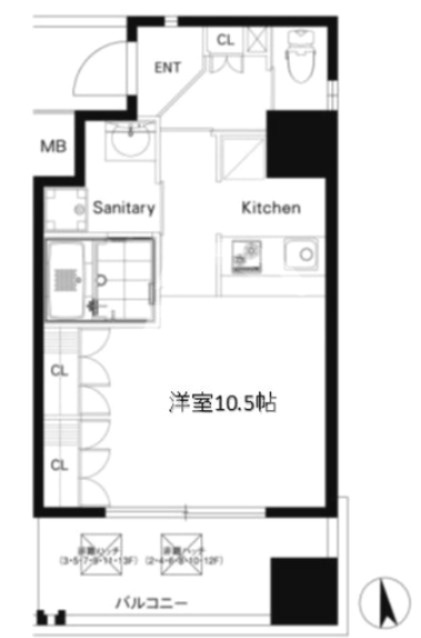 ルネ日本橋アネーロの間取り|ルネ日本橋アネーロ　壁一面収納のお部屋