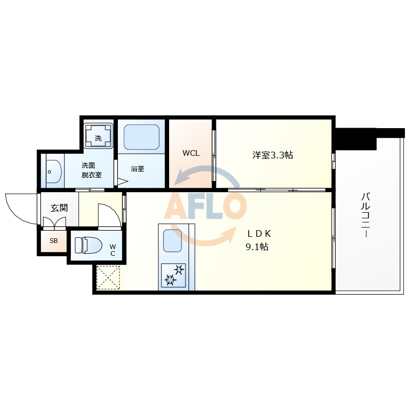 S-RESIDENCE難波西alterの間取り|S-RESIDENCE難波西alter　間取り