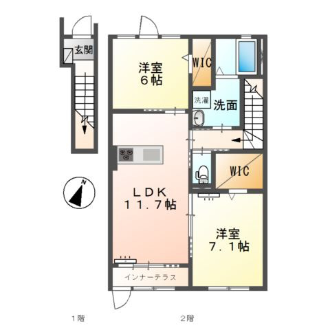 仮）ユニヴァリィⅡ今保の間取り