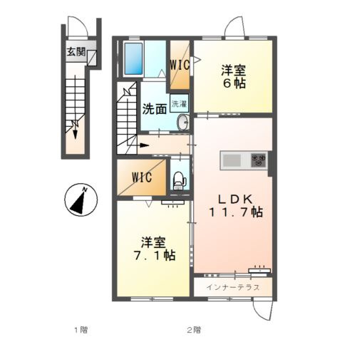 仮）ユニヴァリィⅡ今保の間取り